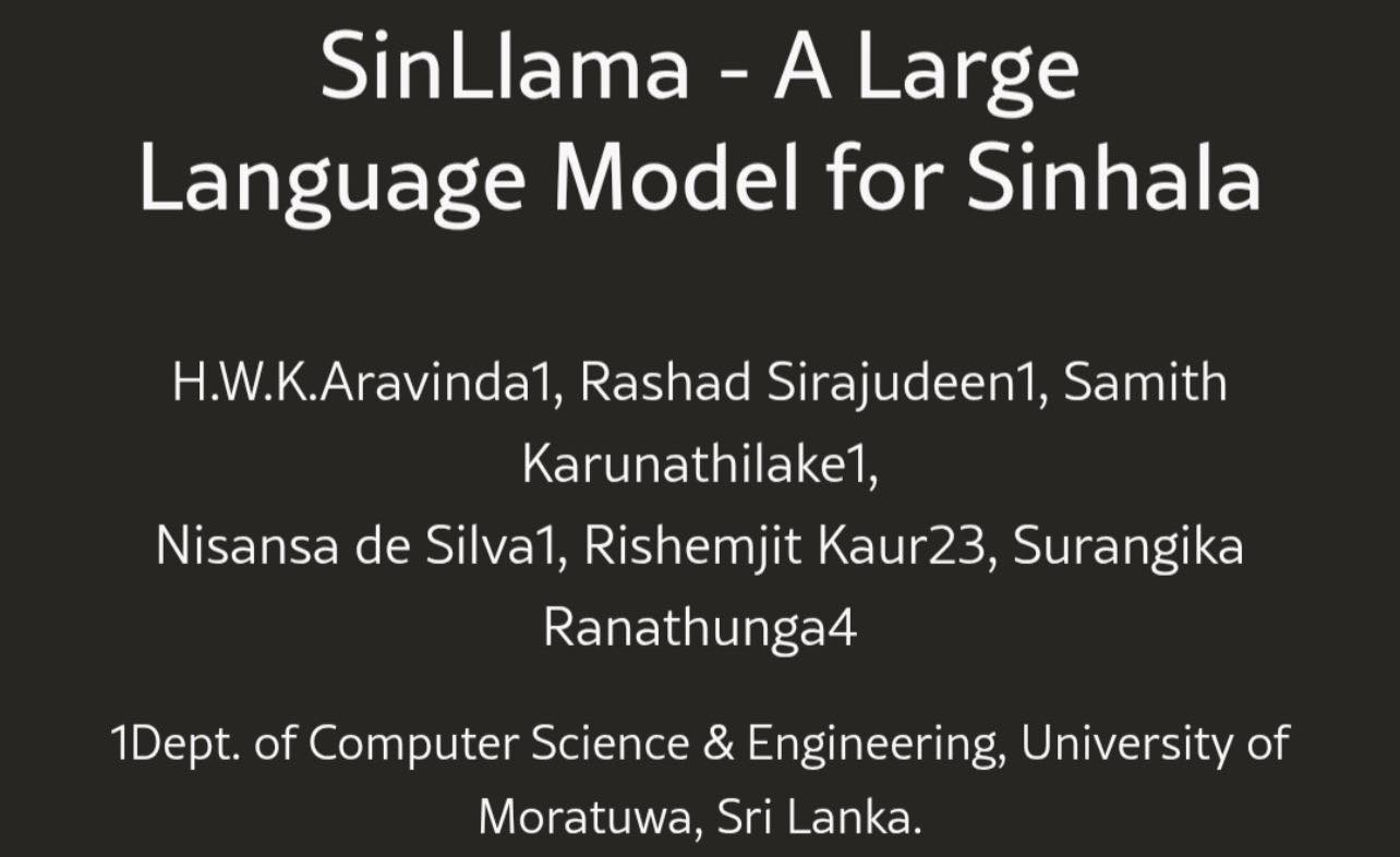 SinLlama Sri Lanka's Revolutionary AI Breakthrough - The World's Largest Sinhala Language Model Changes Everything